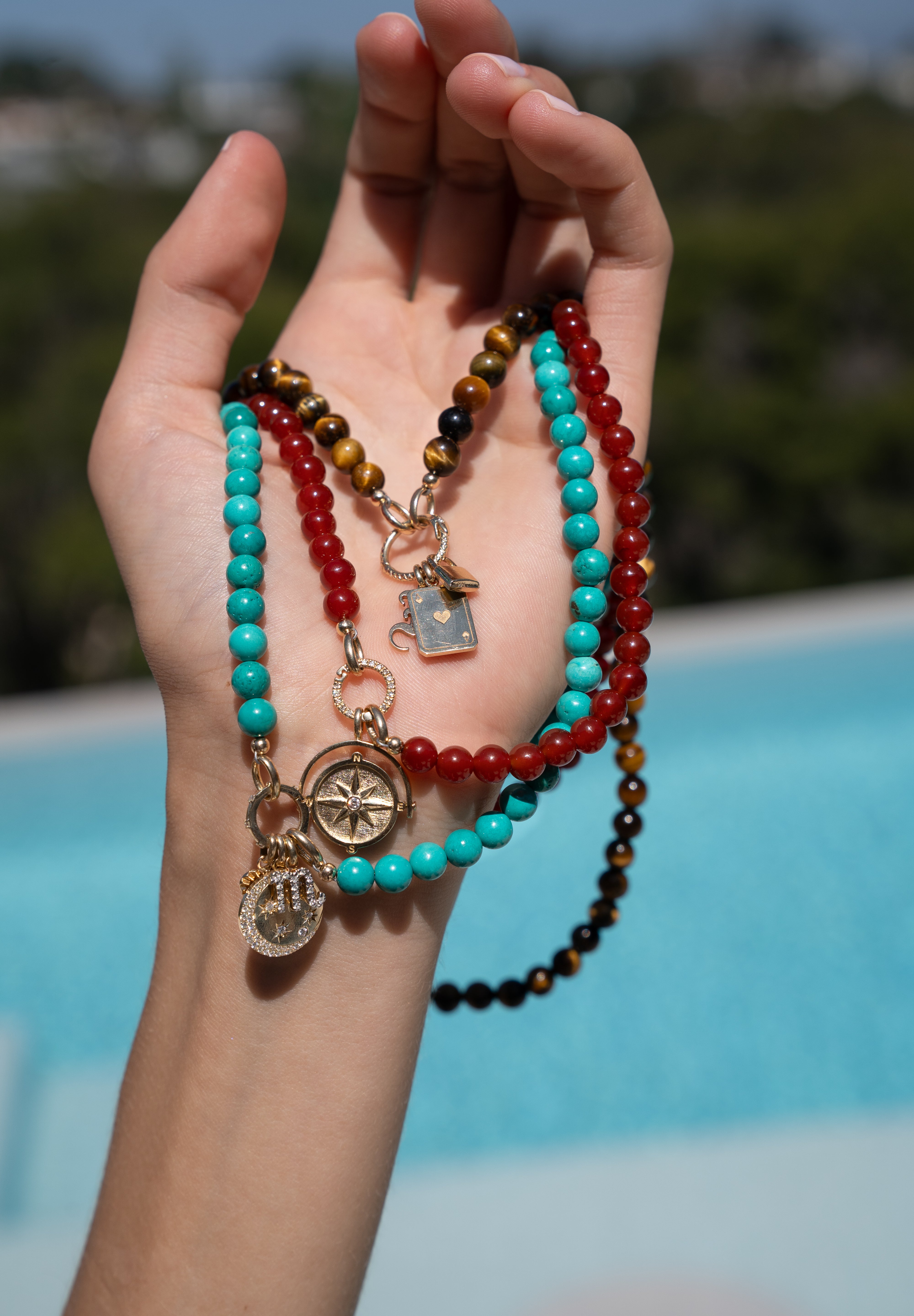 14K Large Natural Beaded Necklace Personalized Zoe Lev Jewelry