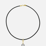 14K Leather Necklace With Black Rhodium Lab Diamond Personalized Zoe Lev Jewelry