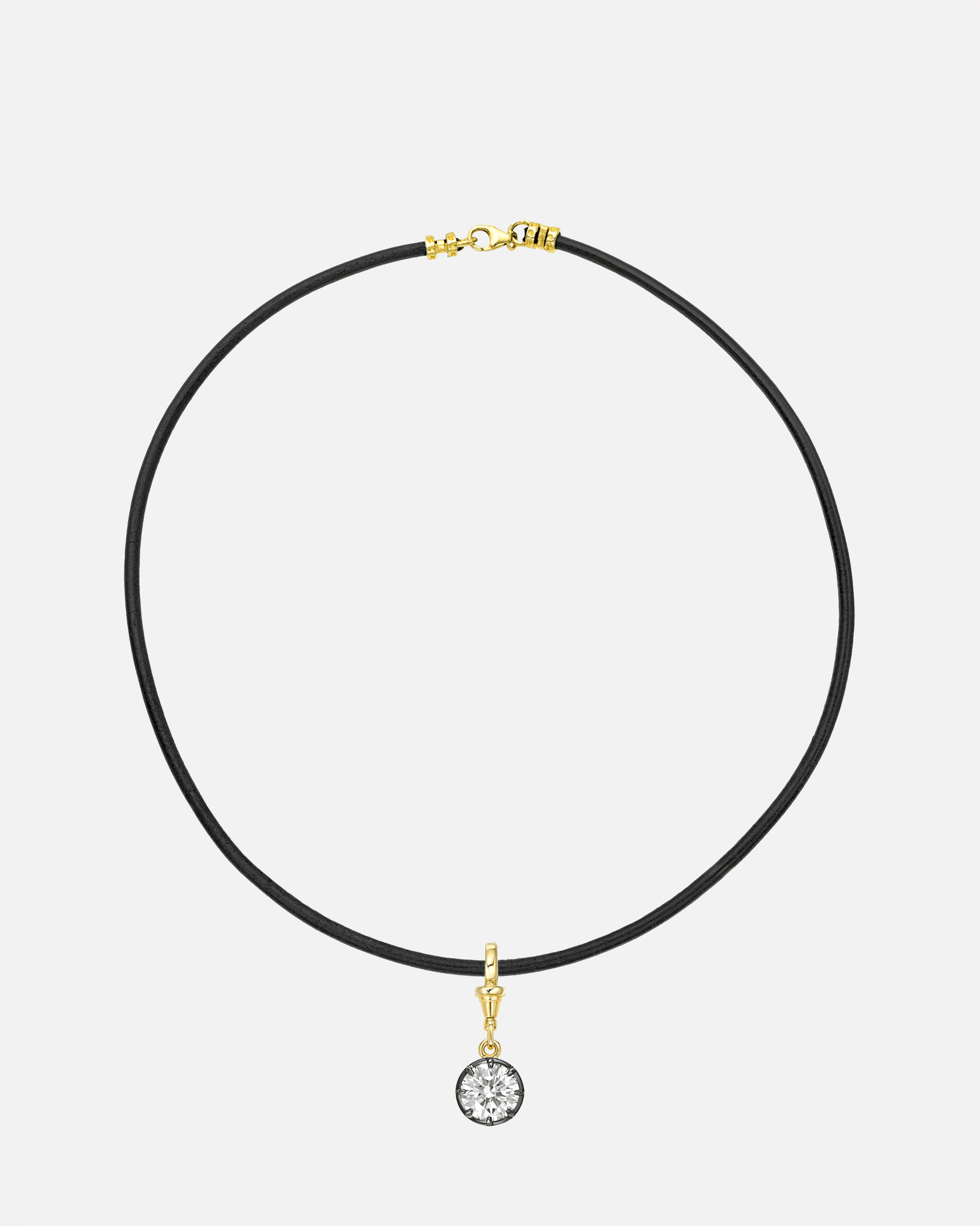 14K Leather Necklace With Black Rhodium Lab Diamond Personalized Zoe Lev Jewelry