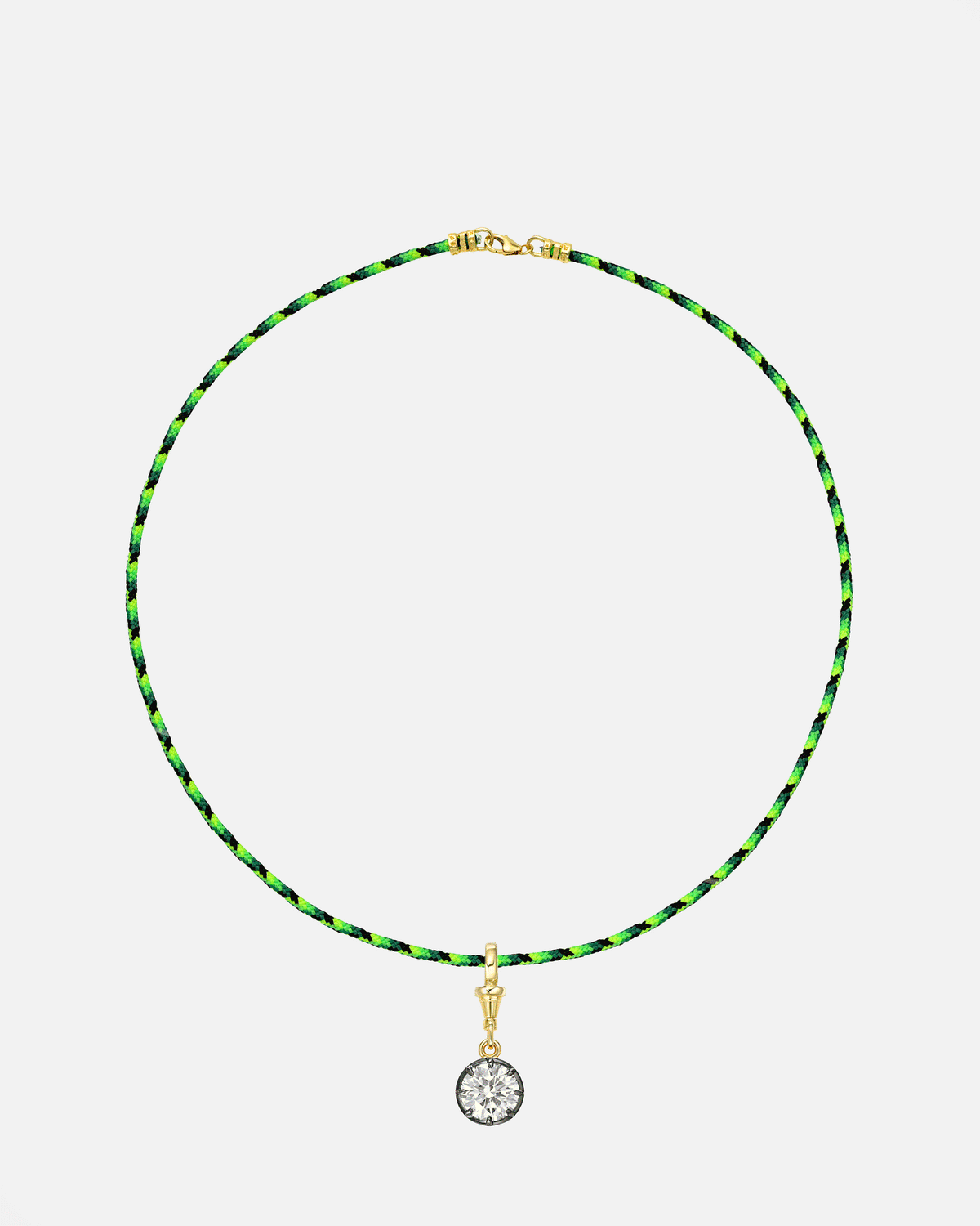14K Paracord Necklace With Black Rhodium Lab Diamond
