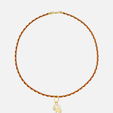14K Paracord Necklace With Gothic Initial Personalized Zoe Lev Jewelry