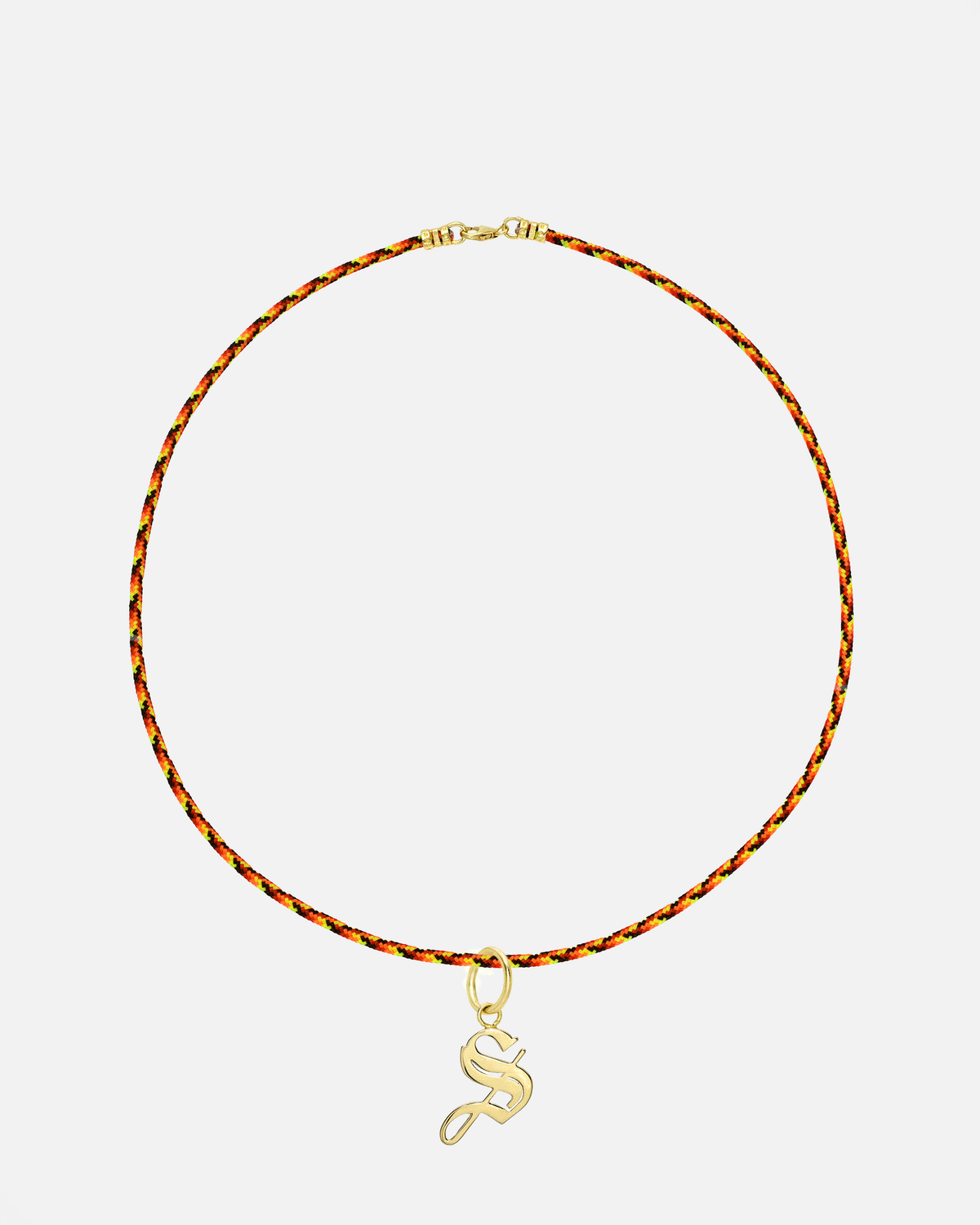 14K Paracord Necklace With Gothic Initial