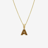 14K Gold Stone Initial Necklace