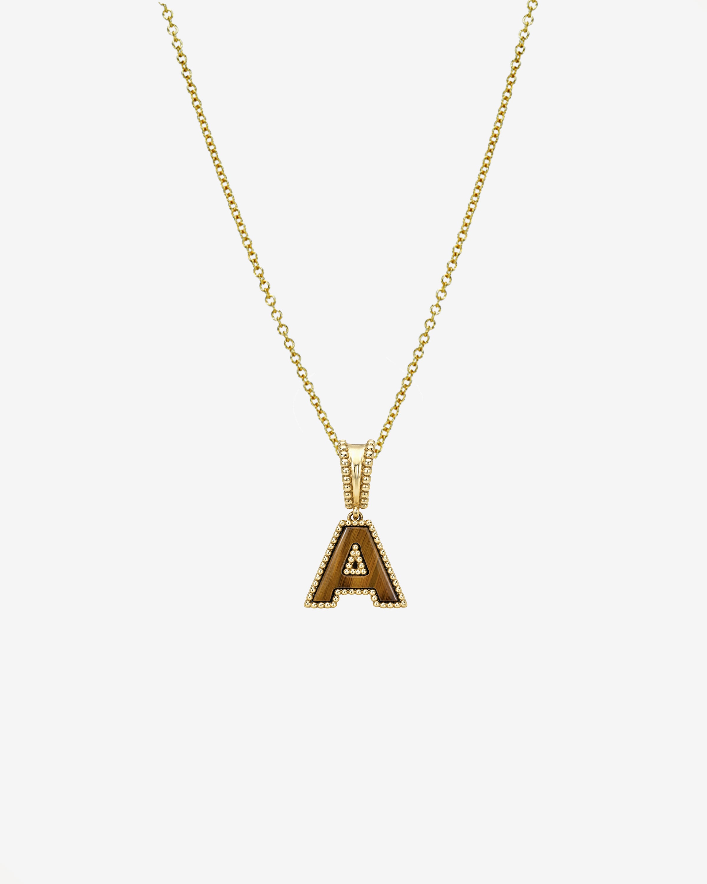 14K Gold Stone Initial Necklace Personalized Zoe Lev Jewelry