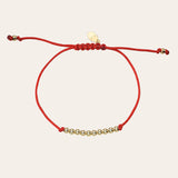 14K Gold Bead Row Fortune Bracelet Fortune Zoe Lev Jewelry 14K Yellow Gold Red