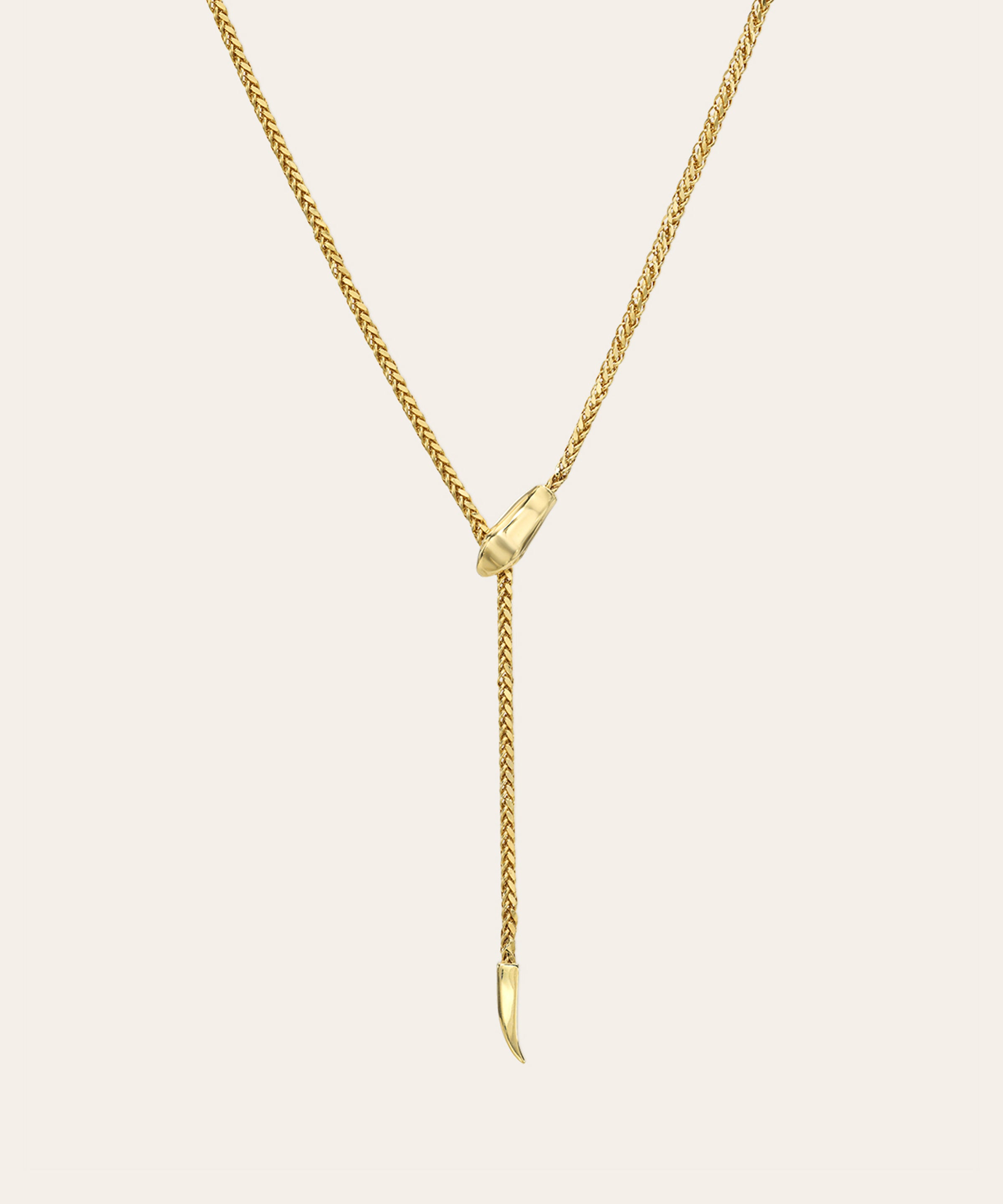 14K Gold Biting Snake Chain Lariat Necklace Chains Zoe Lev Jewelry