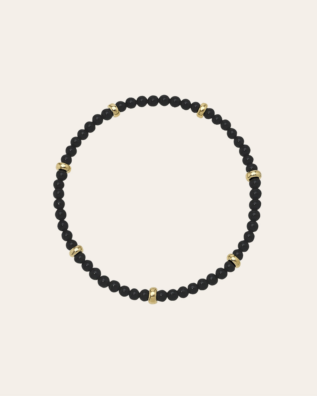 14K Gold Black Onyx Segment Bead Bracelet Zoe Lev Jewelry