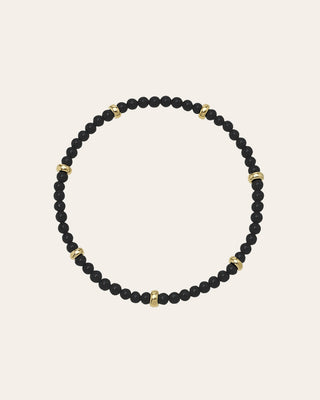 14K Gold Black Onyx Segment Bead Bracelet