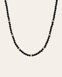 14K Gold Black Onyx Segment Bead Necklace Zoe Lev Jewelry