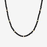 14K Gold Black Onyx Segment Bead Necklace