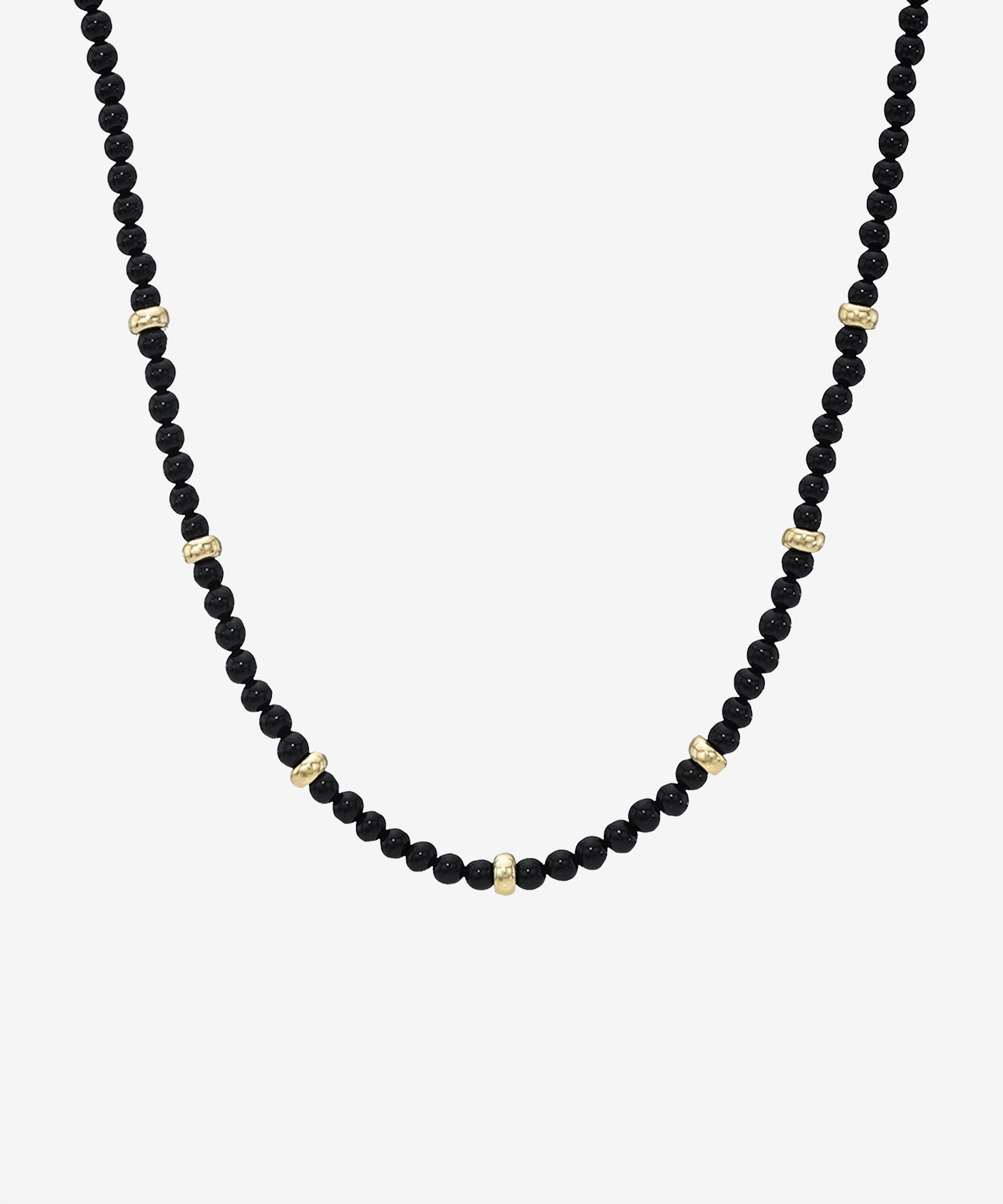 14K Gold Black Onyx Segment Bead Necklace Zoe Lev Jewelry