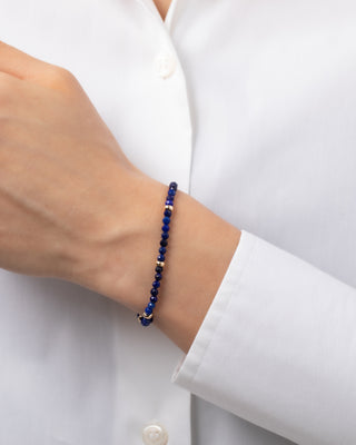 14K Gold Blue Lapis Segment Bead Bracelet