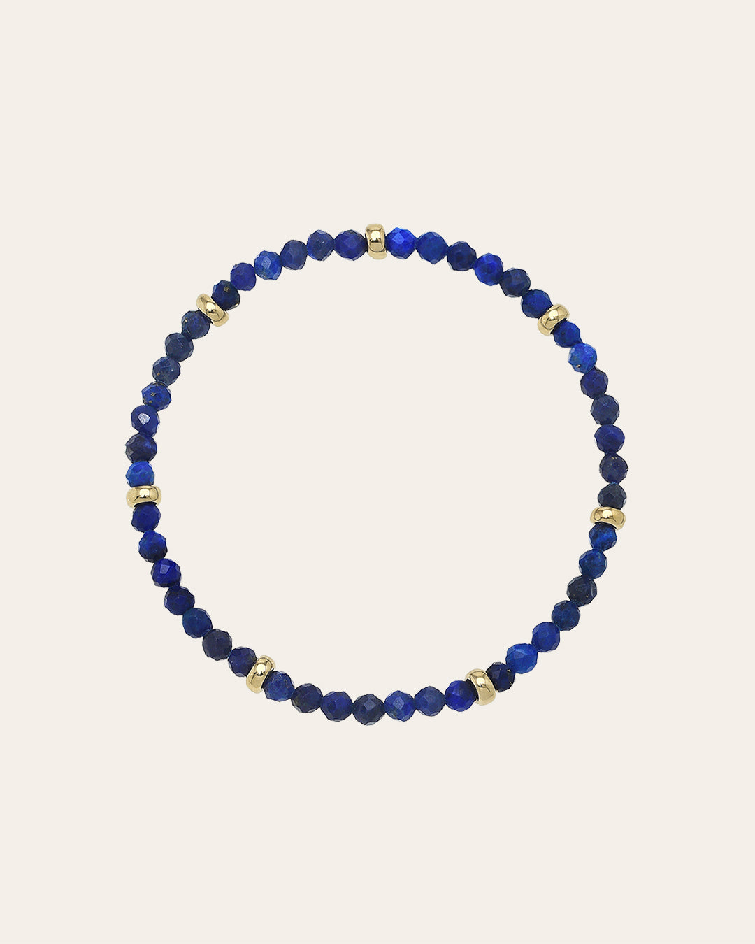 14K Gold Blue Lapis Segment Beaded Bracelet