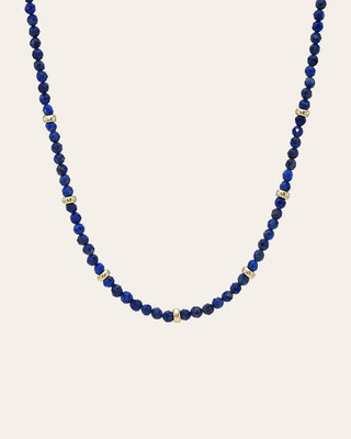 14K Gold Blue Lapis Segment Bead Necklace