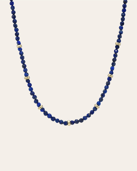 Lapis and gold bead necklace shop