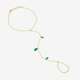 14K Gold Dangling Lab Emerald Marquise Hand Chain Zoe Lev Jewelry