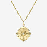 14k Gold Diamond Compass Medallion Necklace Zoe Lev Jewelry