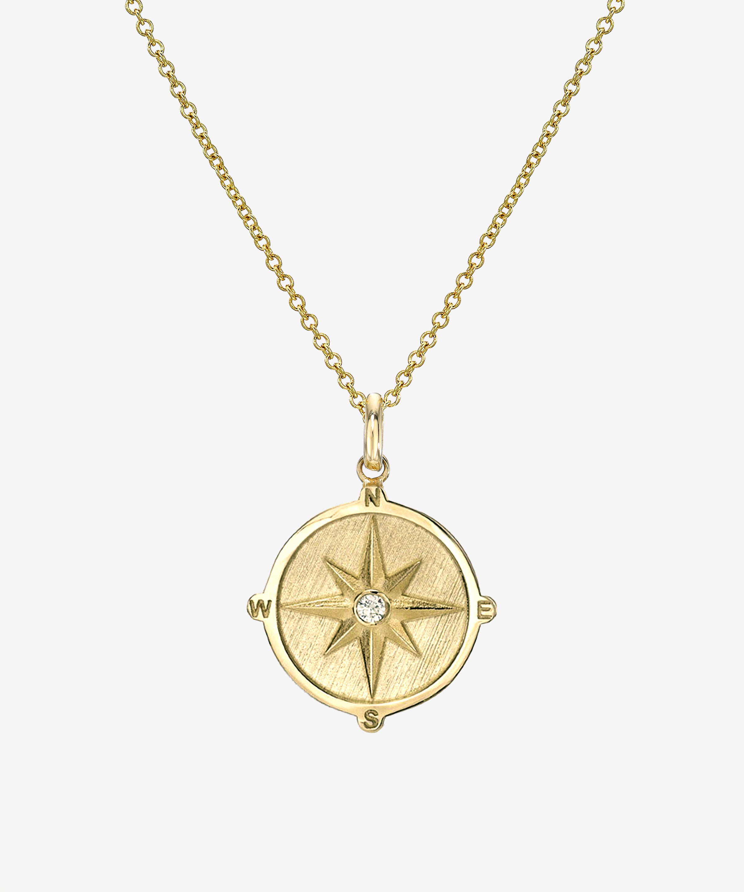 14k Gold Diamond Compass Medallion Necklace Zoe Lev Jewelry