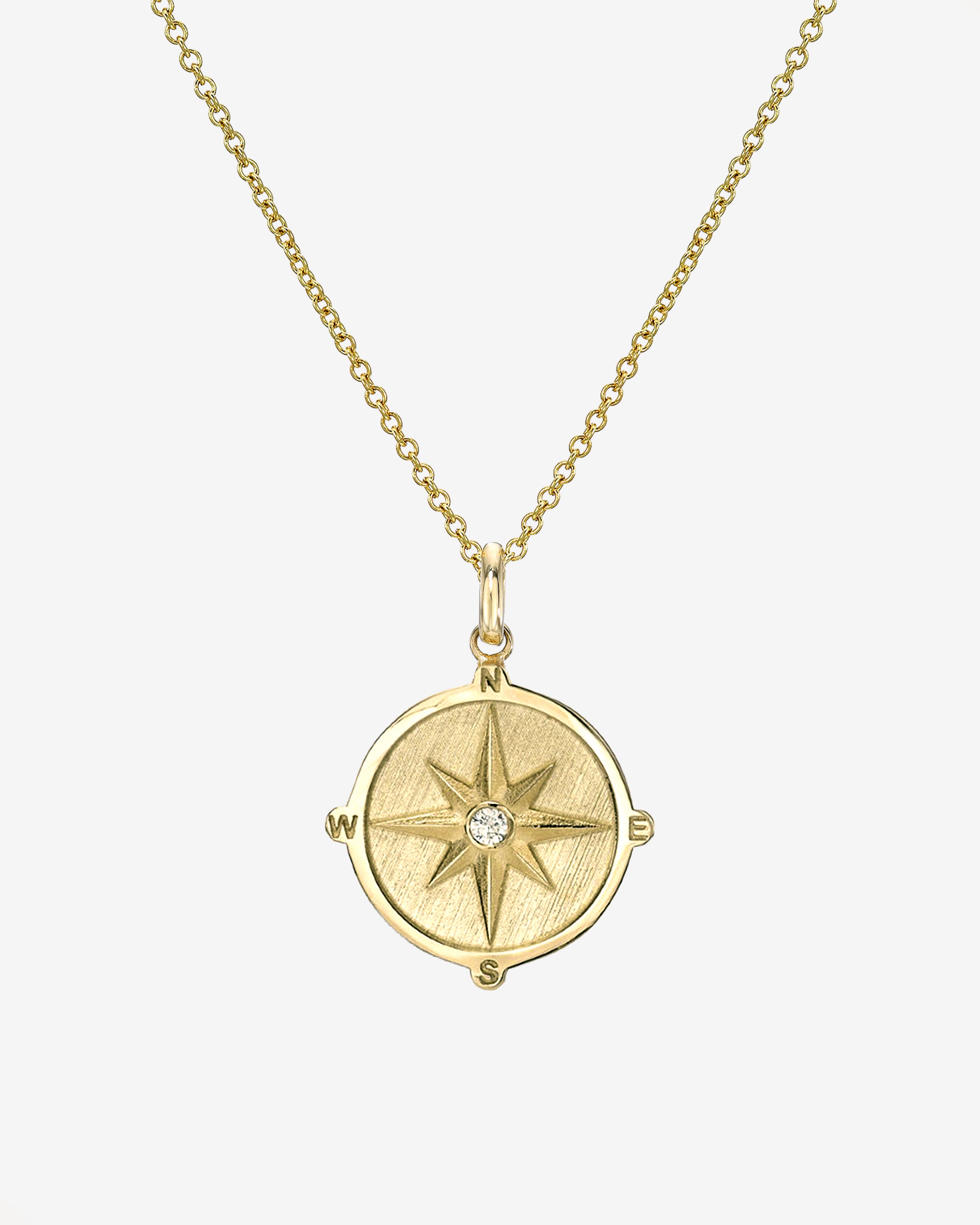 14k Gold Diamond Compass Medallion Necklace Zoe Lev Jewelry