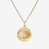 14k Gold Diamond Eye Medallion Necklace Zoe Lev Jewelry