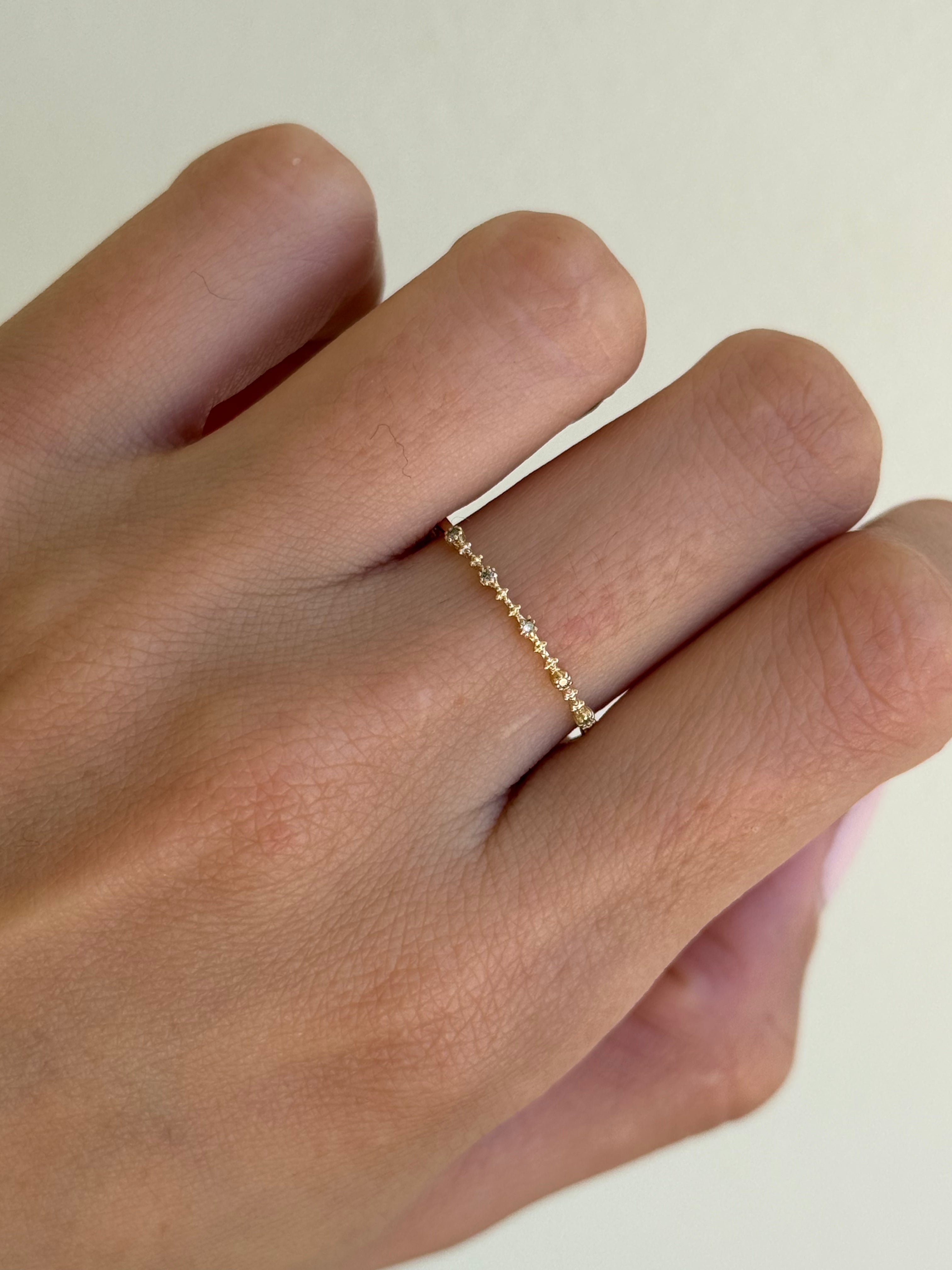 14K Gold Diamond Milgrain Stacking Ring SAMPLE SALE Zoe Lev Jewelry
