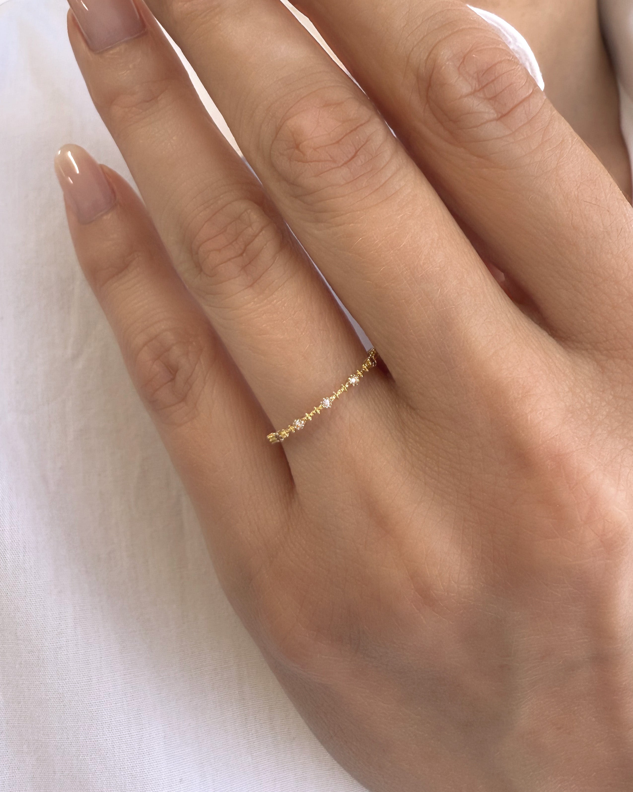 14K Gold Diamond Milgrain Stacking Ring Zoe Lev Jewelry