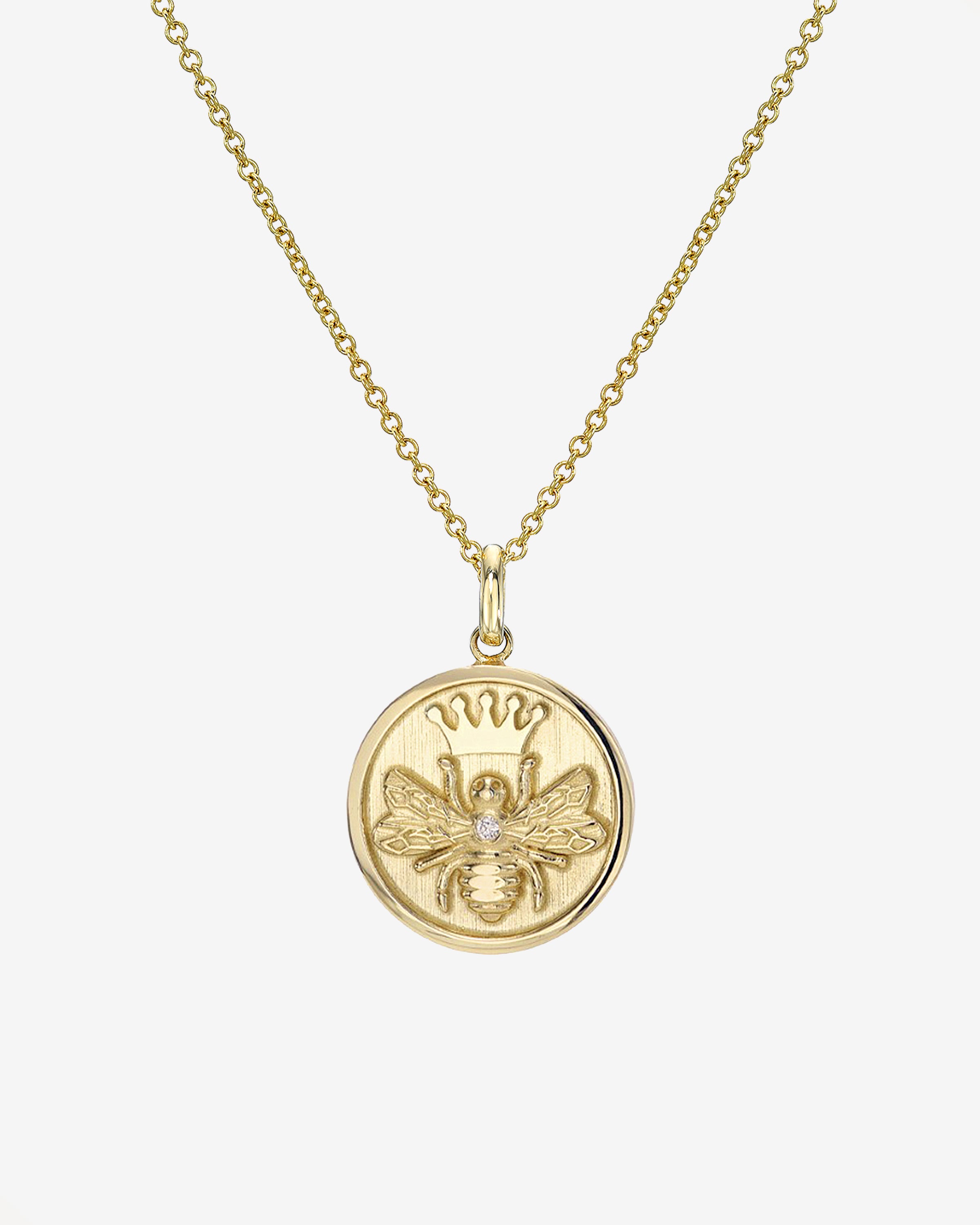 14k Gold Diamond Queen Bee Medallion Necklace Zoe Lev Jewelry