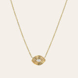 14K Gold Diamond Ribbed Evil Eye Necklace Zoe Lev Jewelry
