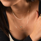 14K Gold Diamond Ribbed Evil Eye Necklace Zoe Lev Jewelry