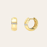 14k Gold Thick Diamond Row Huggies SAMPLE SALE Zoe Lev Jewelry
