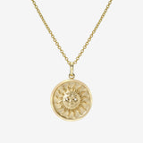 14k Gold Diamond Sun Medallion Necklace Zoe Lev Jewelry