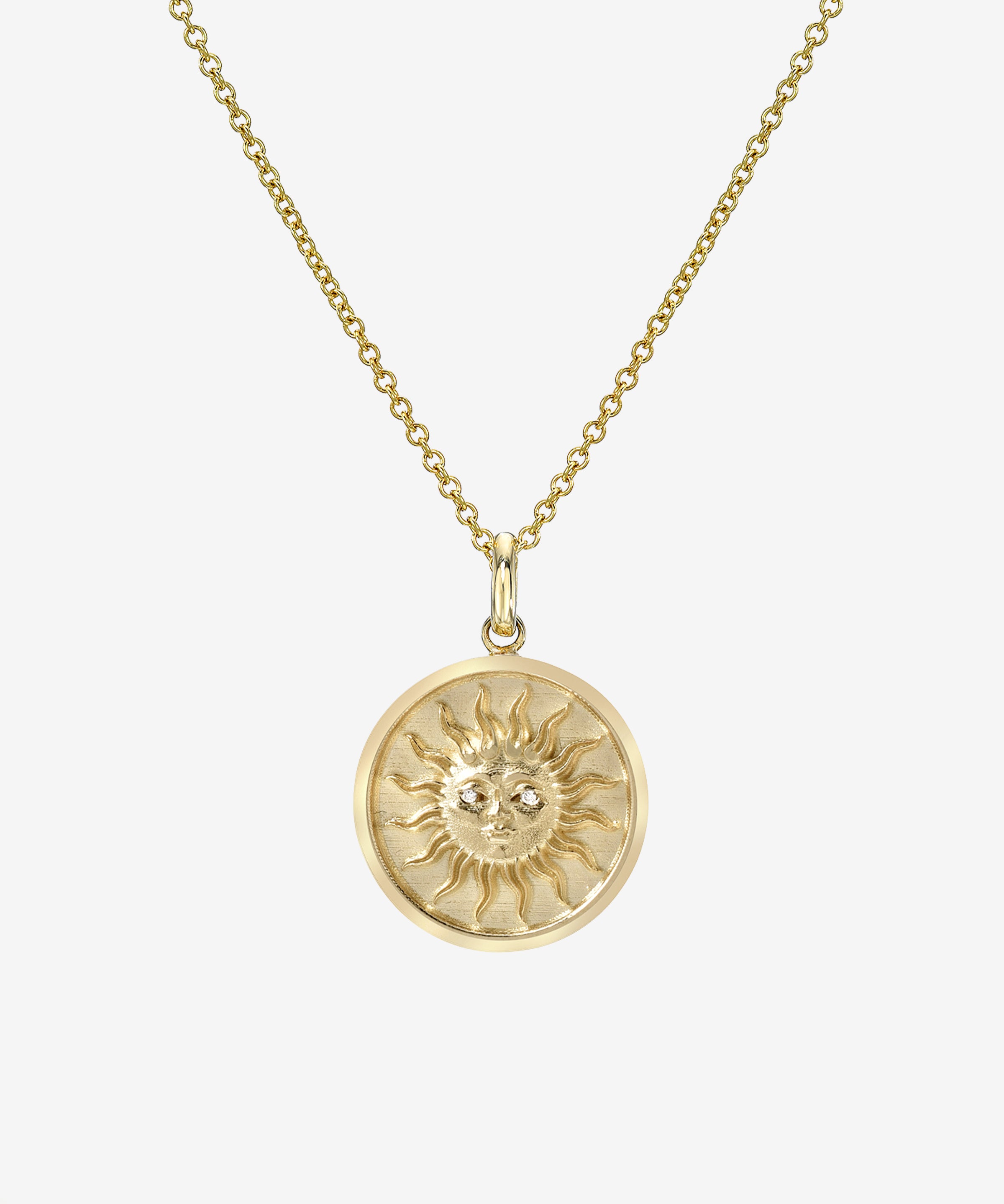 14k Gold Diamond Sun Medallion Necklace Zoe Lev Jewelry