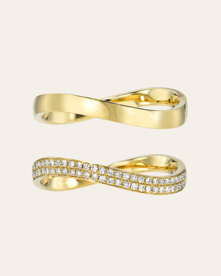 14K Gold Diamond Wave Ring Set