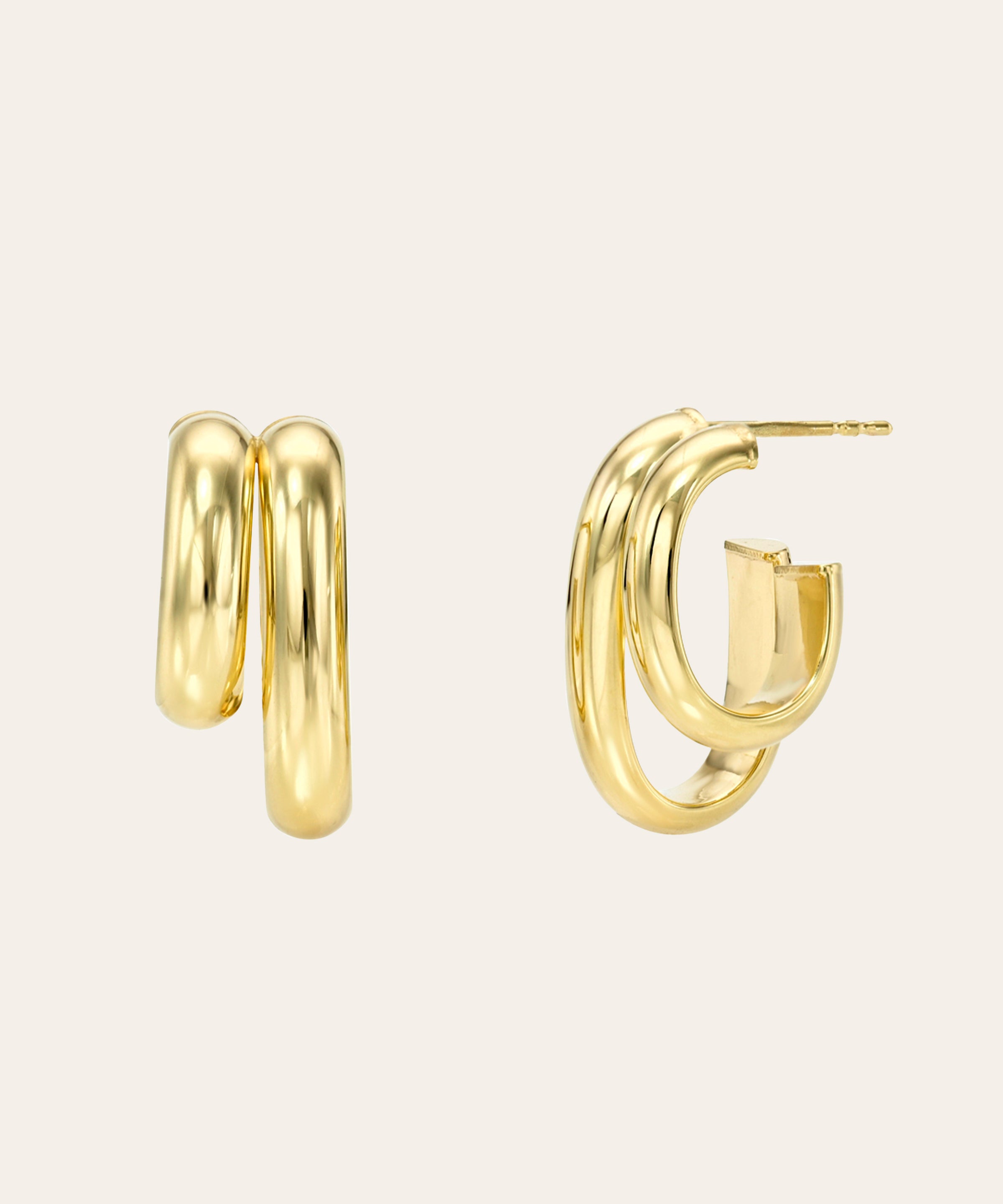 14k Gold Double Oval Hoop Earrings Hoops & Huggies Zoe Lev Jewelry