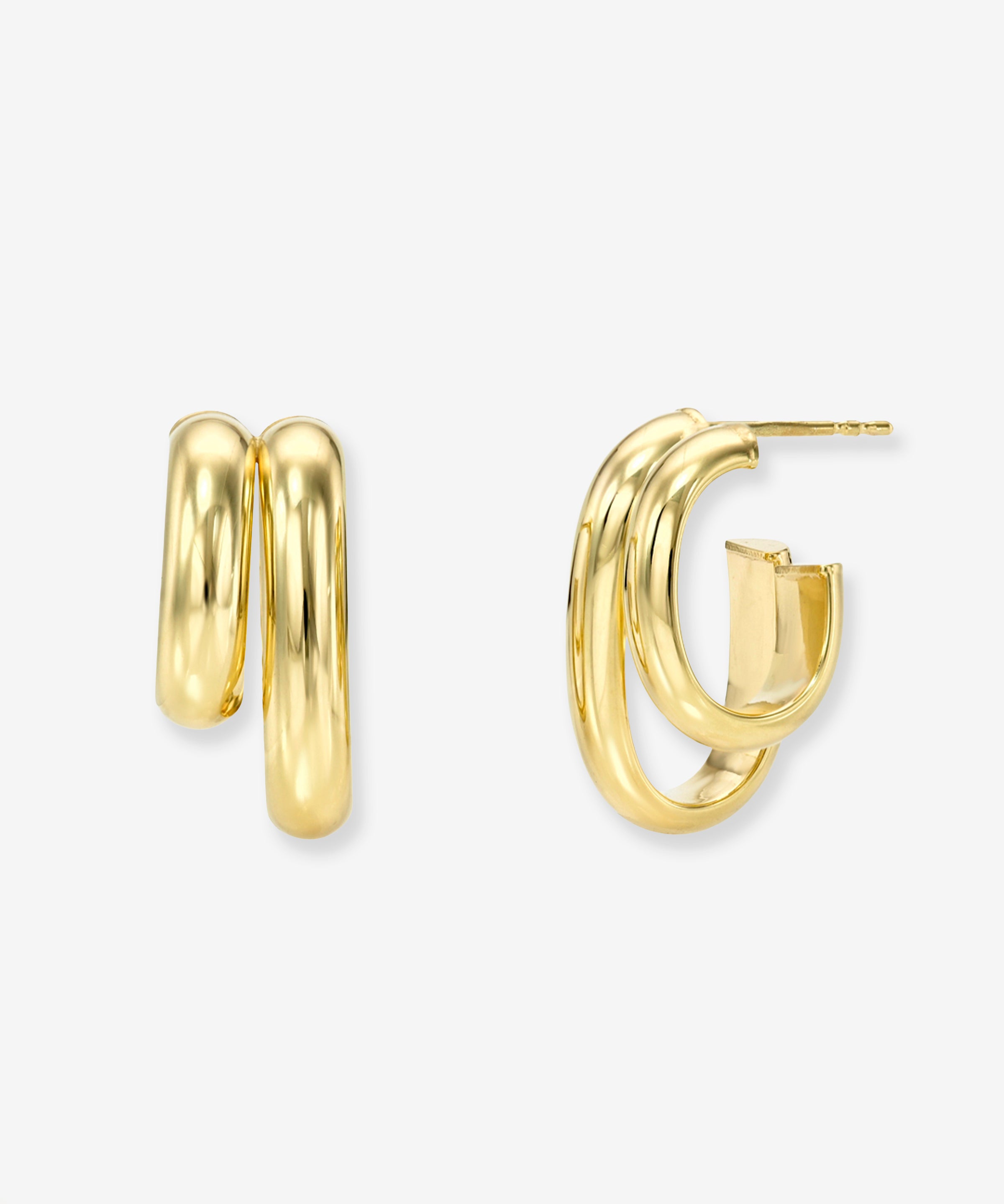 14k Gold Double Oval Hoop Earrings Hoops & Huggies Zoe Lev Jewelry
