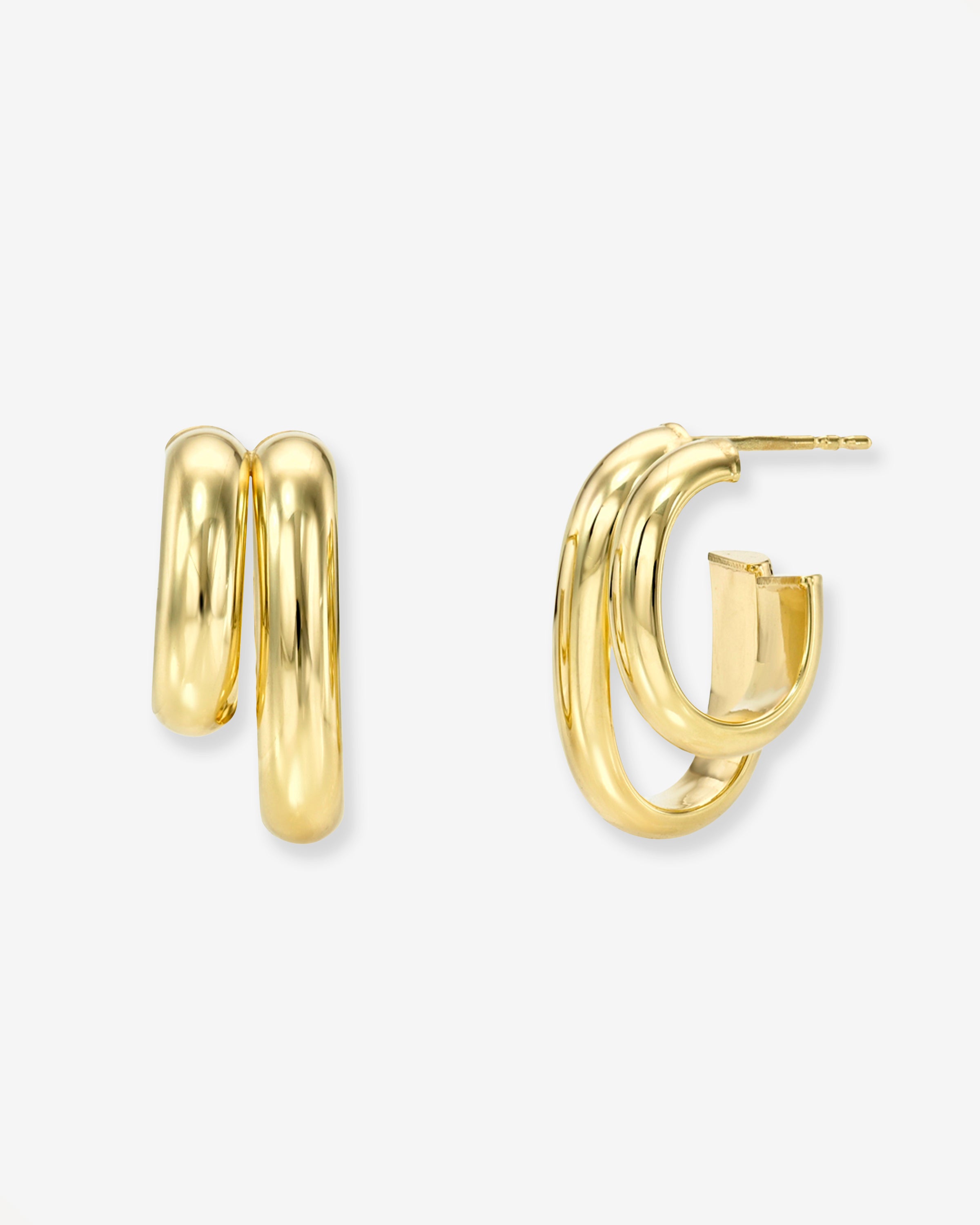 14k Gold Double Oval Hoop Earrings Hoops & Huggies Zoe Lev Jewelry
