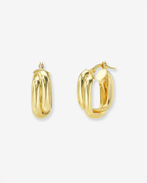 14K Gold Double Twist Oval Hoop Earrings Zoe Lev Jewelry
