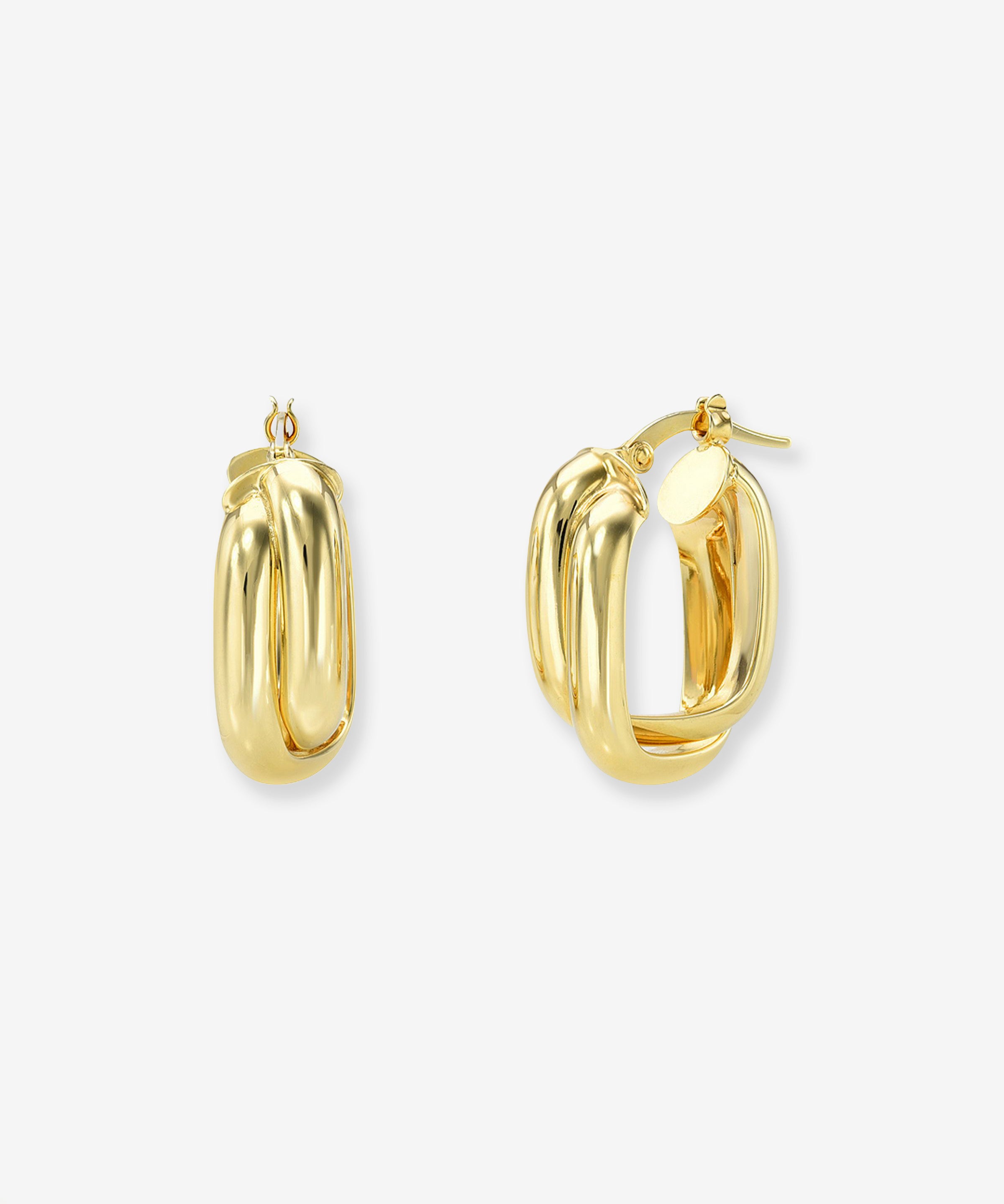 14K Gold Double Twist Oval Hoop Earrings Zoe Lev Jewelry