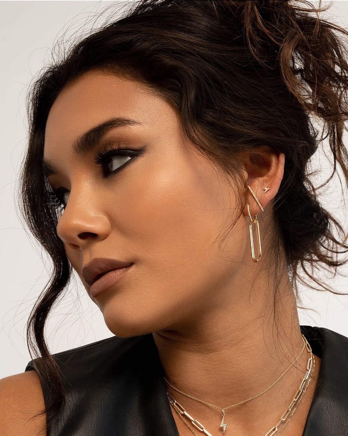 Diamond Curved Bar Stud Earrings Zoe Lev Jewelry