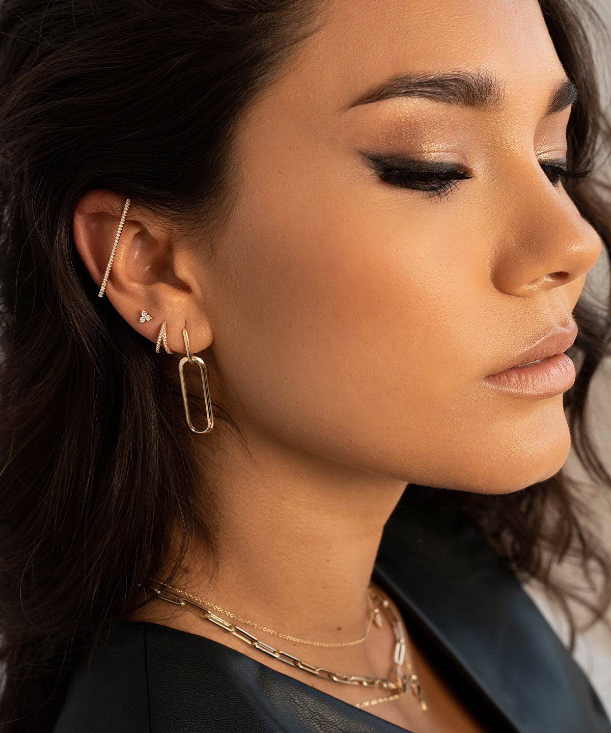 Diamond Trio Stud Earrings Zoe Lev Jewelry