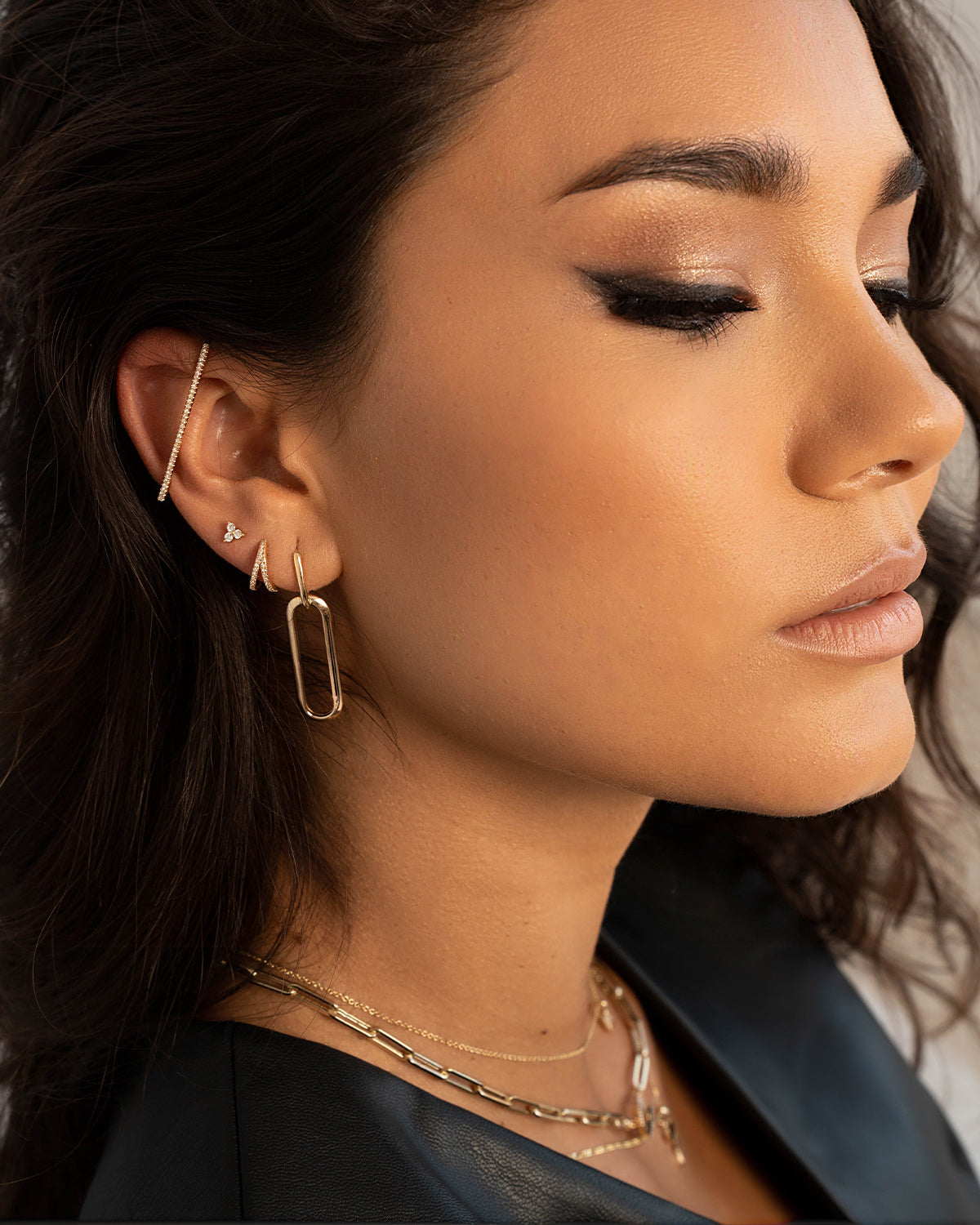 Diamond Trio Stud Earrings Zoe Lev Jewelry