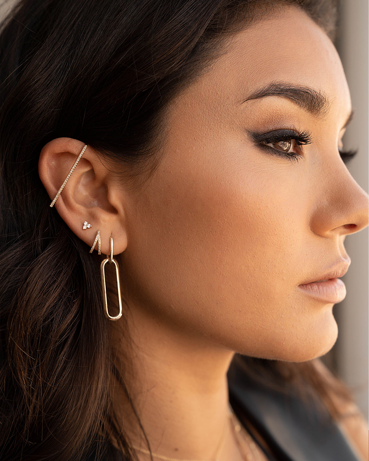 Diamond Split Huggie Earrings Hoops & Huggies Zoe Lev Jewelry