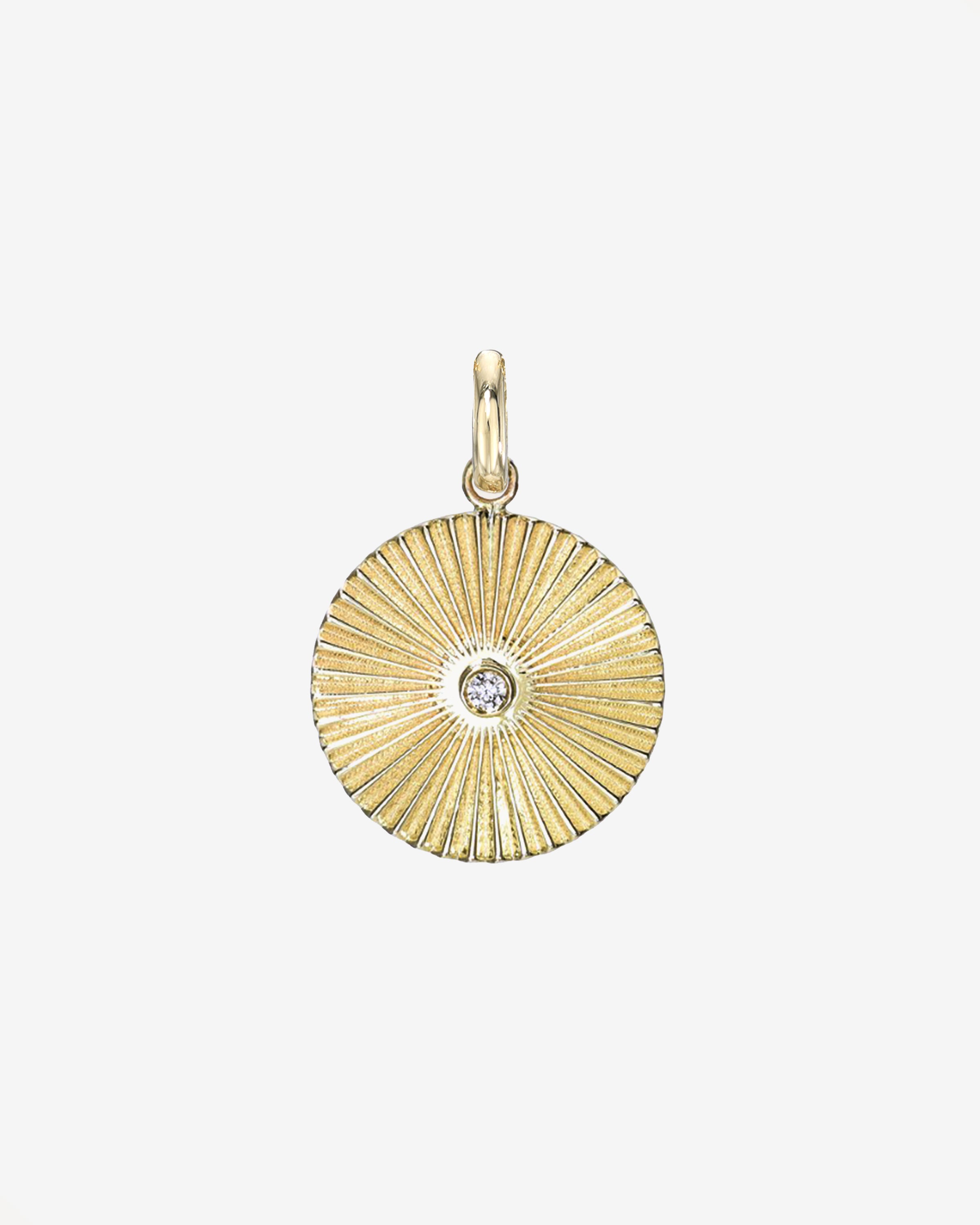 14K Gold Fluted Disc with Diamond Pendant