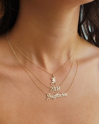 14k Gold Zodiac Name Necklace