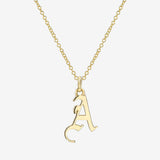 14K Gold Gothic Initial Necklace Personalized Zoe Lev Jewelry