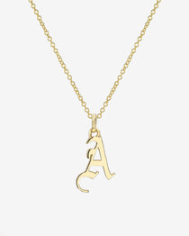 14K Gold Gothic Initial Necklace Personalized Zoe Lev Jewelry