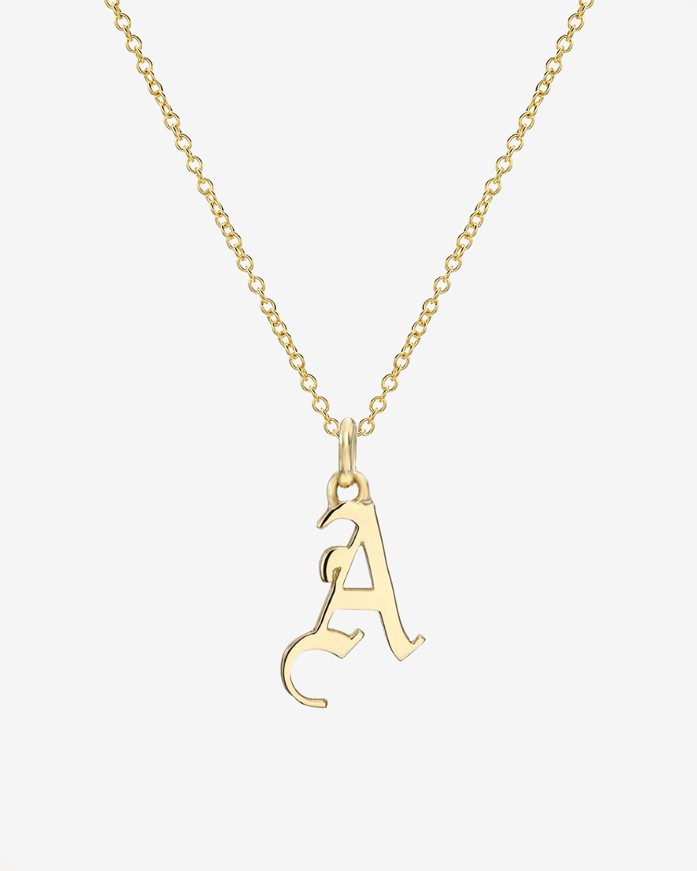 14K Gold Gothic Initial Necklace Personalized Zoe Lev Jewelry
