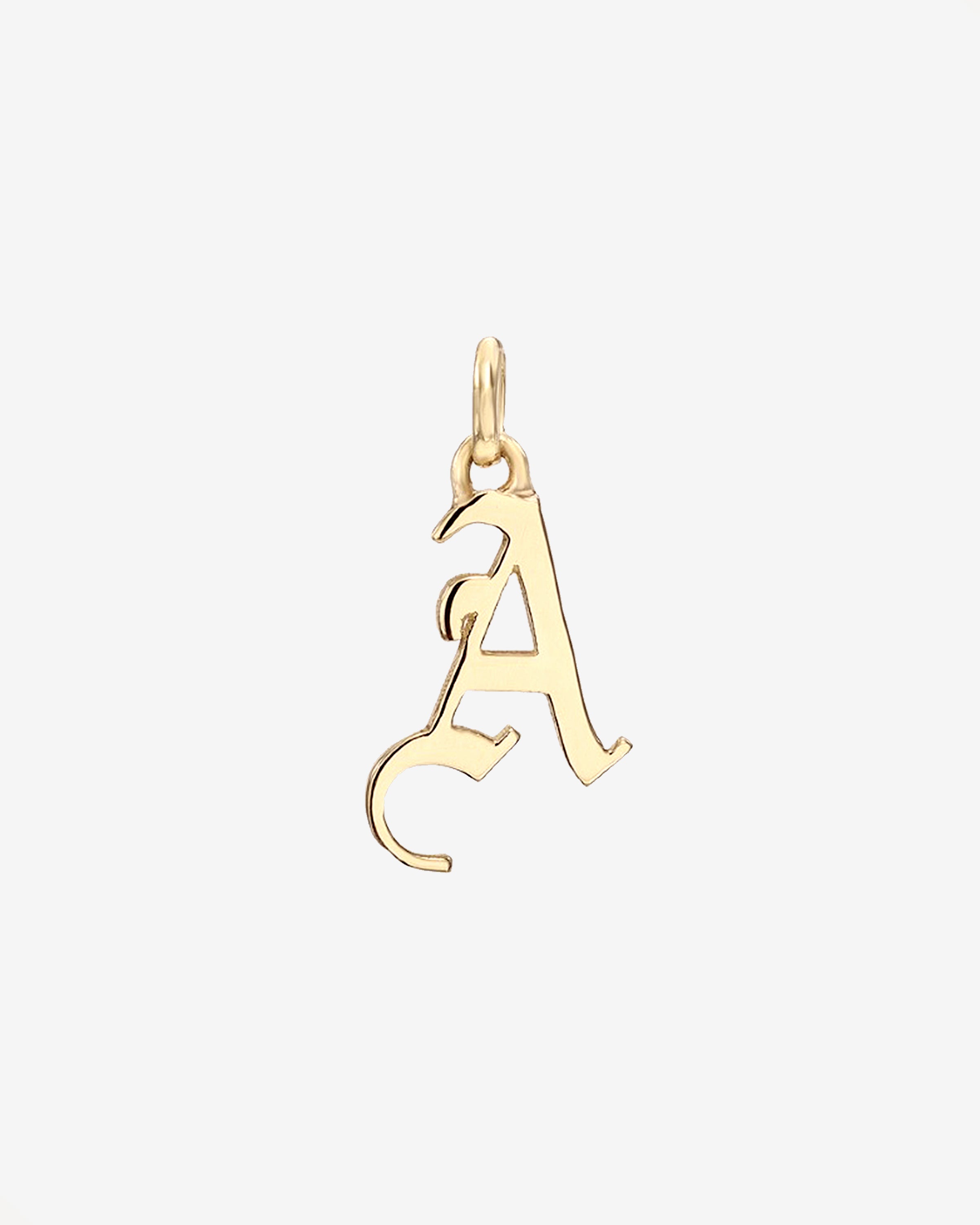 14K Gold Gothic Initial Pendant Personalized Zoe Lev Jewelry