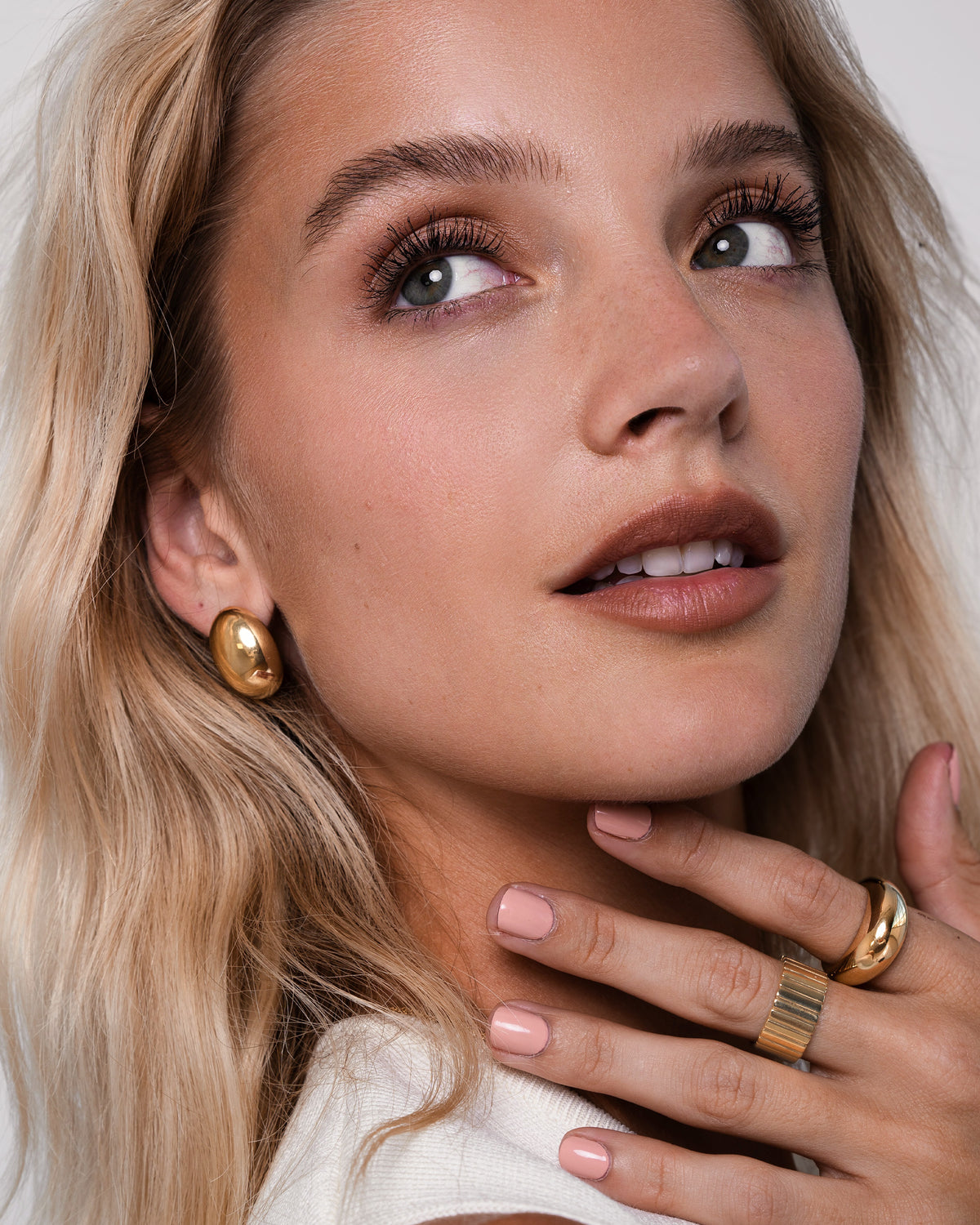 14K Gold Half Dome Stud Earrings