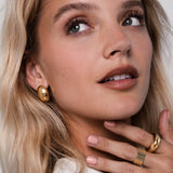 14K Gold Half Dome Stud Earrings - Pair